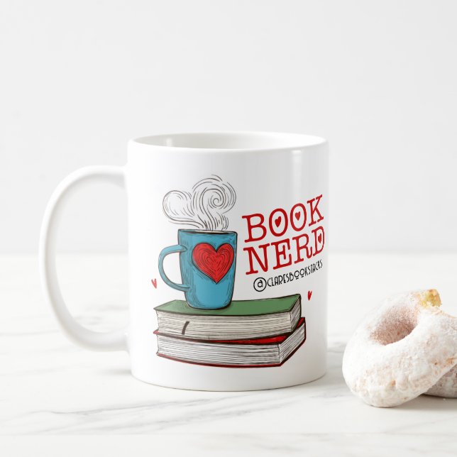 Personlig Bok Nerd Gift for Reader Kaffemugg (Med munk)