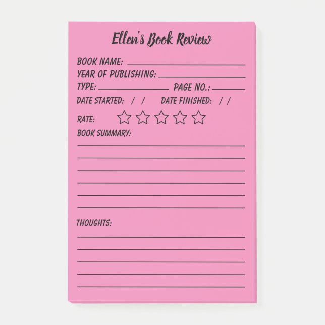 Personlig Bok Review & info Notes Post-it Block (Framsida)