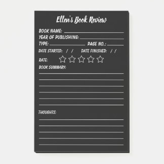 Personlig Bok Review & info Notes Post-it Block
