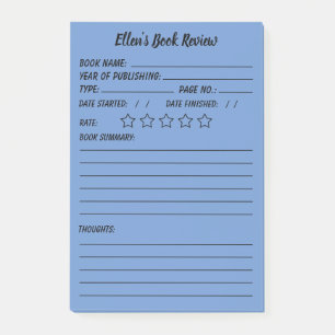 Personlig Bok Review & info Notes Post-it Block