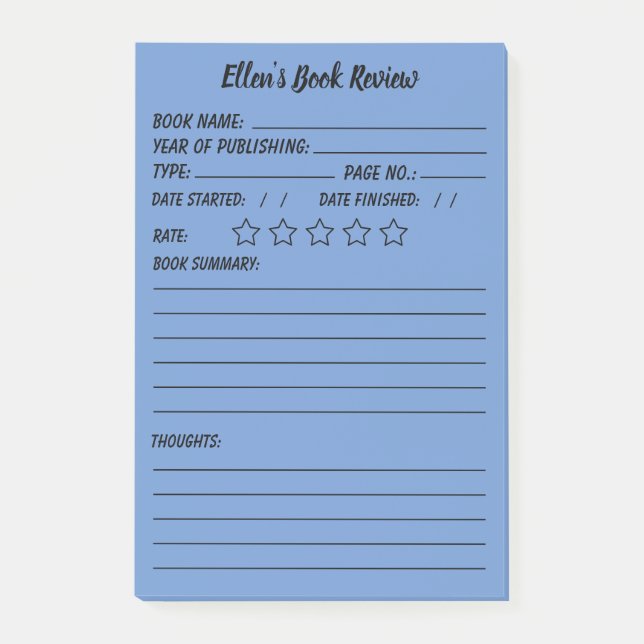 Personlig Bok Review & info Notes Post-it Block (Framsida)