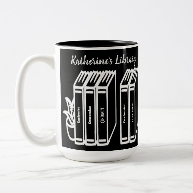 Personlig Bok Titles Bibliotek Black Två-Tonad Mugg (Vänster)