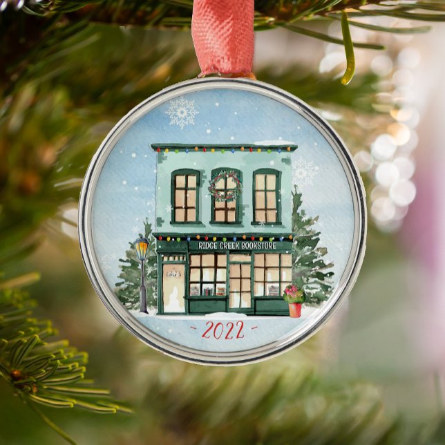 Personlig bokklubb julgransprydnad keramik (Personalized Book Club Christmas tree ornament for readers.)