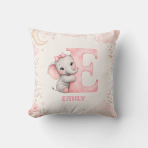 Personlig bokstav E Baby Elefant Namn Design  Kudde