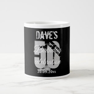 Personlig Bold Black 50 på födelsedagen Jumbo Mugg