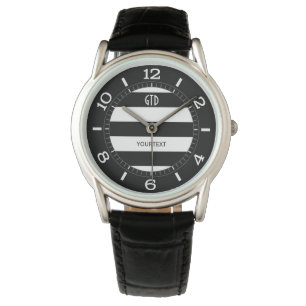 Personlig Bold Black & White Vågrät Rand Armbandsur