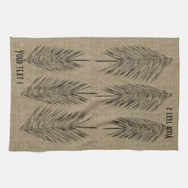 Personlig Bold Linen Titta på Handflatan Löv Towel Kökshandduk (Horisontell)