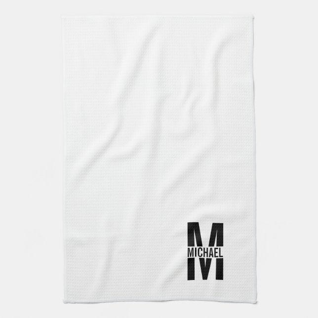 Personlig Bold Monogram och Namn Towel Kökshandduk (Vertikal)