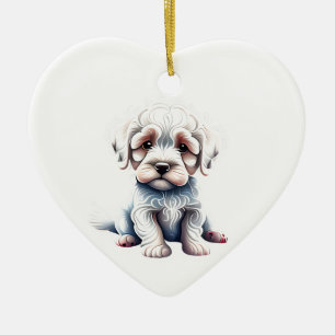 Personlig Bolognese Puppy Julgransprydnad Keramik