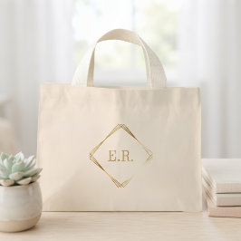 Personlig bomullsväska med initialer Minimalistisk Mini Tygkasse