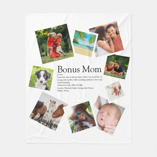 Personlig Bonus Mamma Definition 9 Foto Collage Fleecefilt (Framsidan)