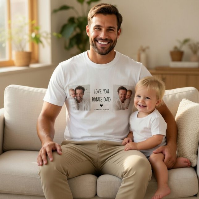 Personlig Bonus Pappa Foto  T Shirt (Skapare uppladdad)