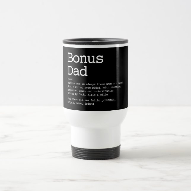 Personlig bonus pappa styvfader definition svart resemugg (Center)