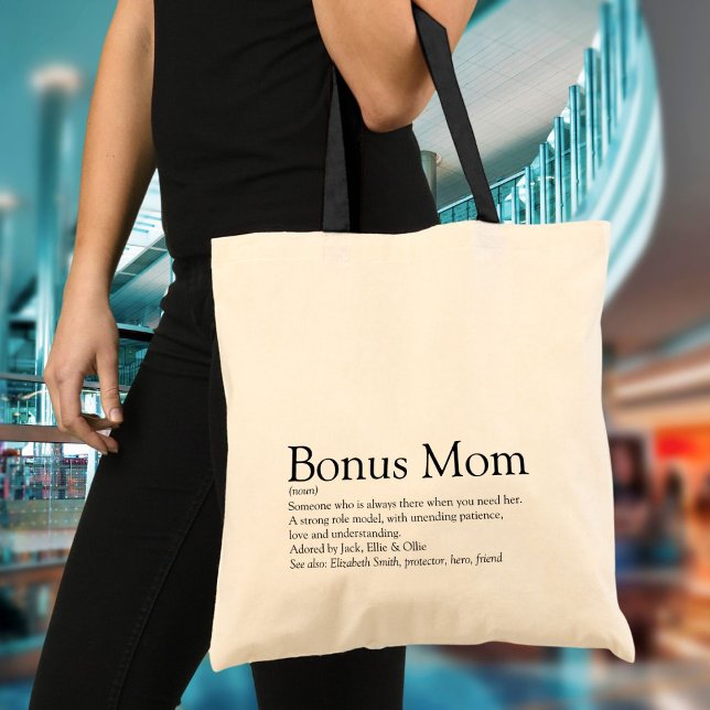 Personlig bonusmamma definition Citat Modern Tygkasse (Personalized Bonus Mom Definition Quote Modern Tote Bag)