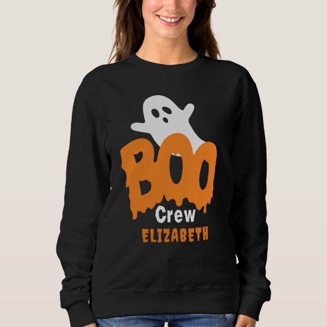 Personlig Boo Crew Halloween fest T Shirt (Framsida)
