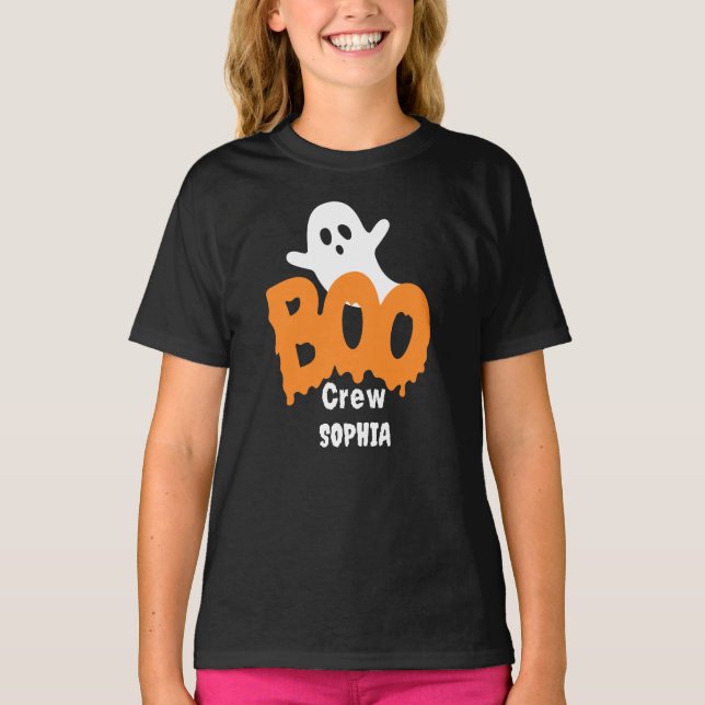 Personlig Boo Crew Kids Halloween T Shirt (Framsida)