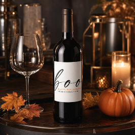 Personlig Boo God Halloween Vit Vinflaska Etikett