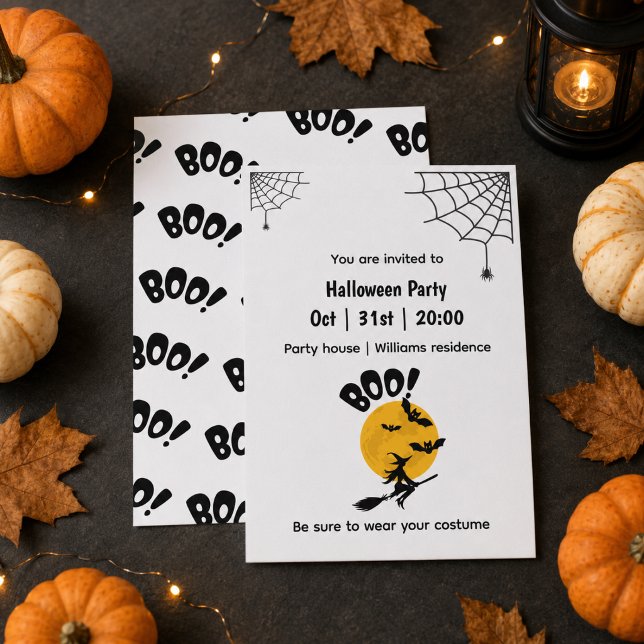 Personlig Boo Häxa, Fladdermöss & Fullmåne Hallowe Inbjudningar (Skapare uppladdad)