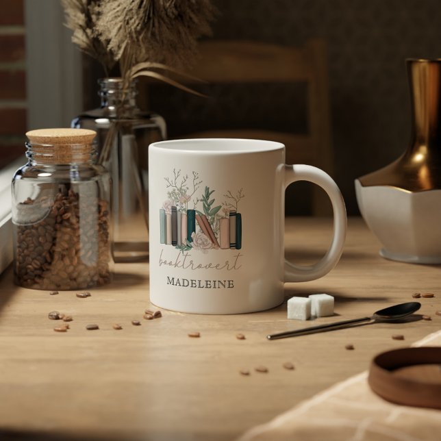 Personlig Booktrovert Gift for Bok Älskare Jumbo Mugg (Skapare uppladdad)