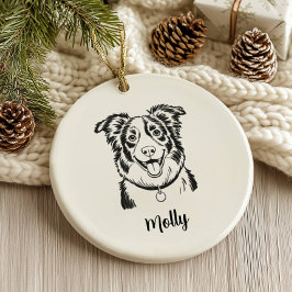 Personlig Border Collie Hund Jul Julgransprydnad Keramik
