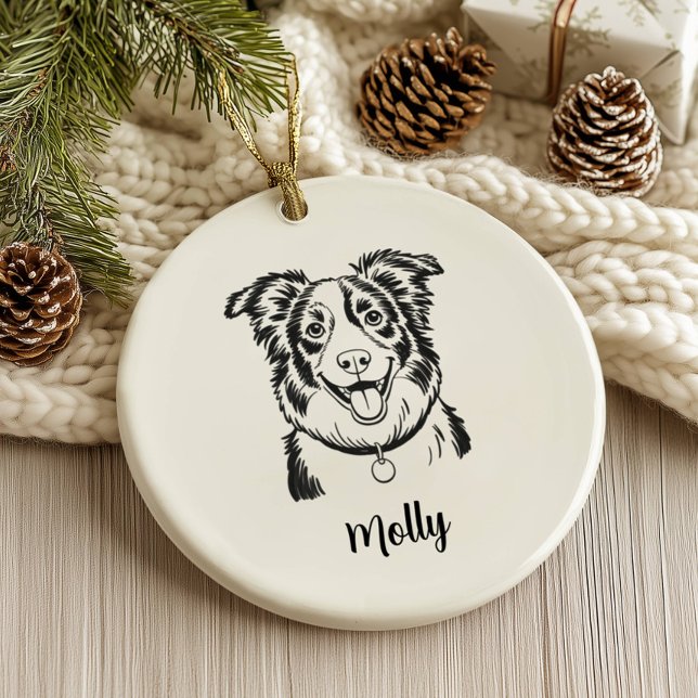 Personlig Border Collie Hund Jul Julgransprydnad Keramik (Skapare uppladdad)