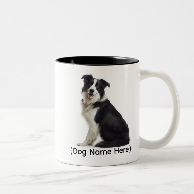 Personlig Border Collie “Jag äger dig” Två-Tonad Mugg (Höger)