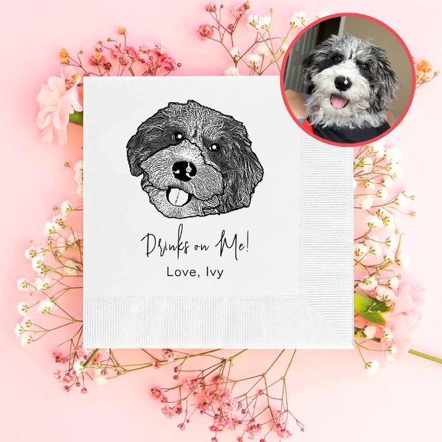 Personlig Bordoodle Hund Handritad Pappersservett (Skapare uppladdad)