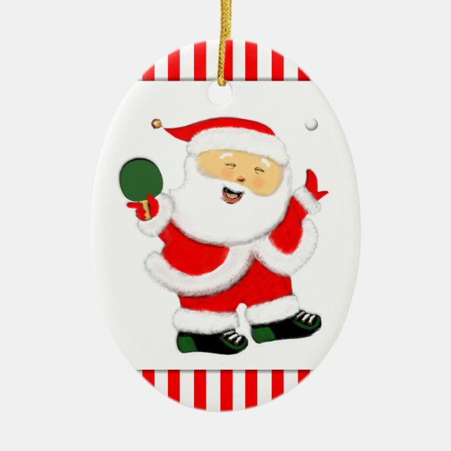Personlig bordtennis julklapp julgransprydnad keramik (Framsidan)