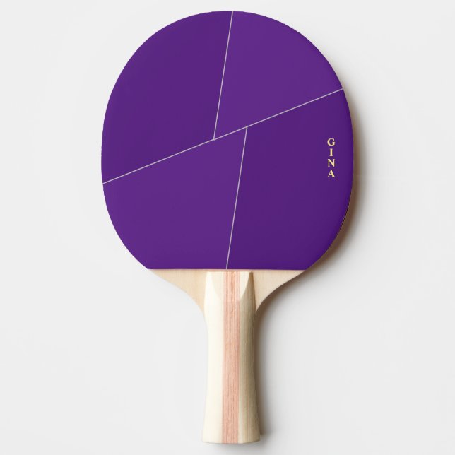 Personlig bordtennisracket med namn i lila (Framsidan)