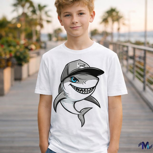Personlig Born till Simma! Tecknaden coola Shark T Shirt (Skapare uppladdad)