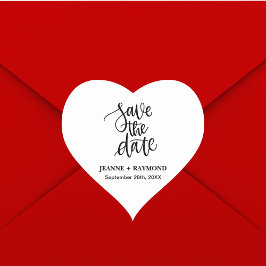 Personlig borstad bokstavsstil Save the Date Bröll Hjärtformat Klistermärke