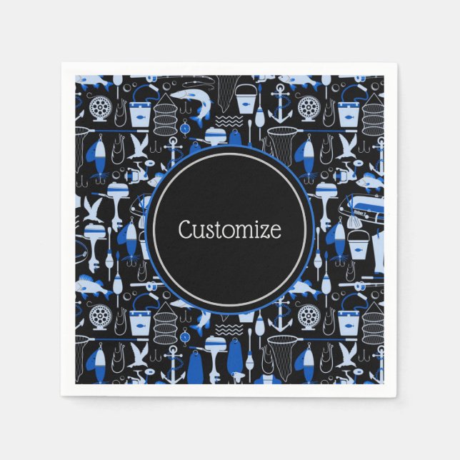 Personlig Borta fiske blåa Mönster Pappersservett (Framsidan)