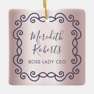Personlig Boss Lady VD Rosa Metallisk Minnessak Julgransprydnad Keramik