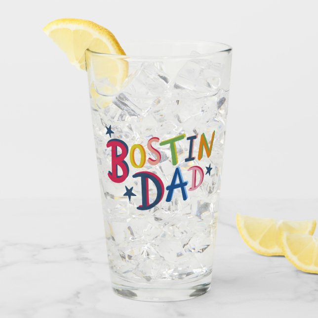 Personlig Bostin Pappa Black Land Glaskopp (Framsida Ice)