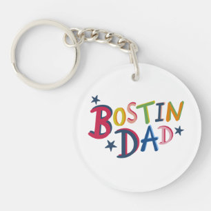 Personlig Bostin Pappa Black Land Nyckelring