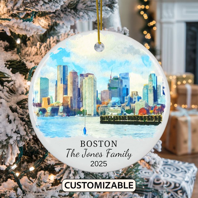 Personlig Boston Ornament, Boston Gift Julgransprydnad Keramik (Skapare uppladdad)