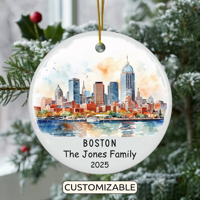Personlig Boston Ornament, Massachusetts State Julgransprydnad Keramik (Skapare uppladdad)
