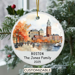 Personlig Boston Ornament, Massachusetts State Julgransprydnad Keramik