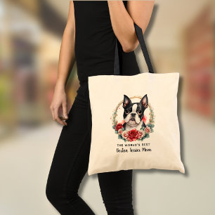 Personlig Boston Terrier Hund Blommigt WAN Tygkasse