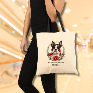 Personlig Boston Terrier Hund Blommigt WAN Tygkasse
