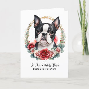 Personlig Boston Terrier Hund Mamma Mors dag Helgkort