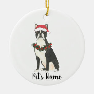 Personlig Boston Terrier Jul Julgransprydnad Keramik