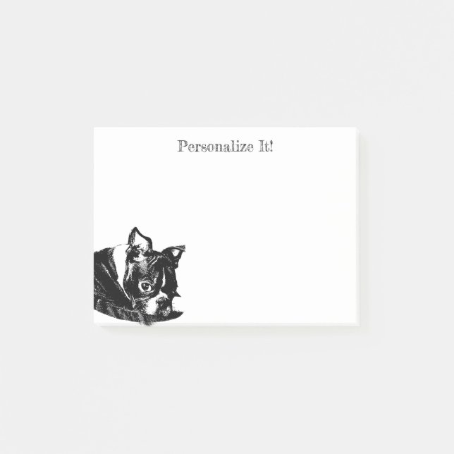 Personlig Boston Terrier Puppy Post-it Notes Block (Framsida)