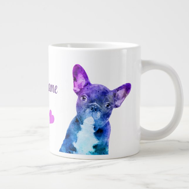 Personlig Boston Terrier Watercolor Mugg Jumbo Mugg (Höger)