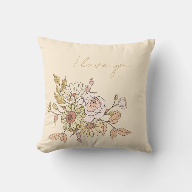 personlig Botanical Beige I Kärlek You Pillow Kudde (Framsida)