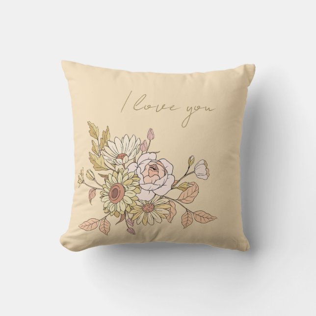personlig Botanical Beige I Kärlek You Pillow Kudde (Framsida)