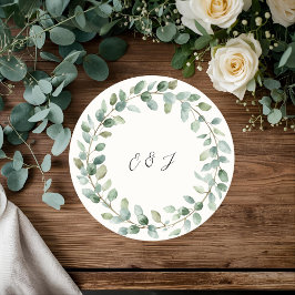 Personlig Botanical Greenery Bröllop Underlägg Papper Rund