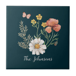Personlig Botanical WildblomFlower Boho Kakelplatta