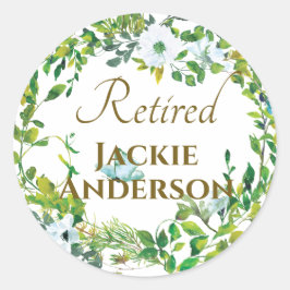 Personlig BotaniRED RETIRED Pension Stickers Runt Klistermärke