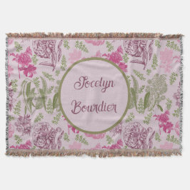 Personlig Botanisk Rosa Peony Eucalyptus Filt